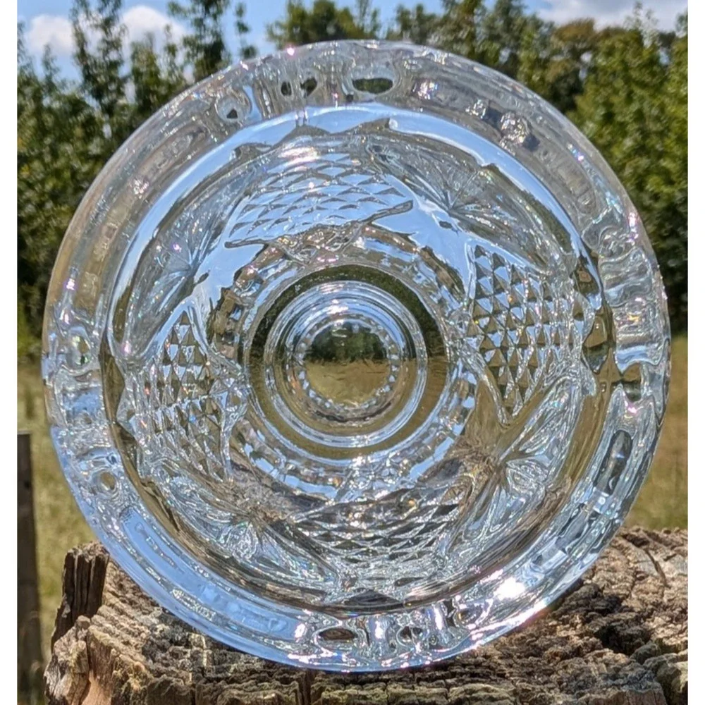 Avon Fostoria Daisy & Diamond Point Crystal Candle Holder Vintage USA